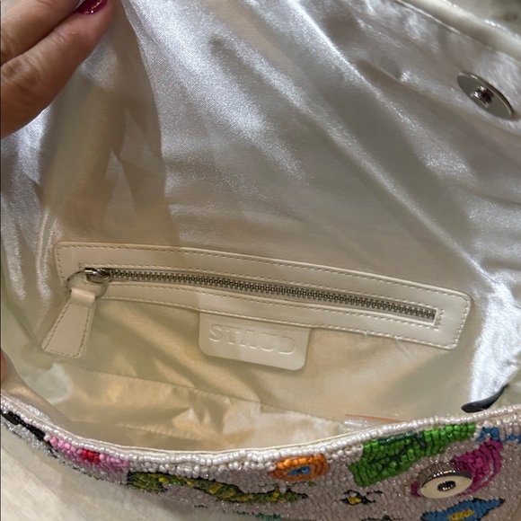 STAUD White Shoulder Bag with Colorful Embroidery - Picture 3 of 4